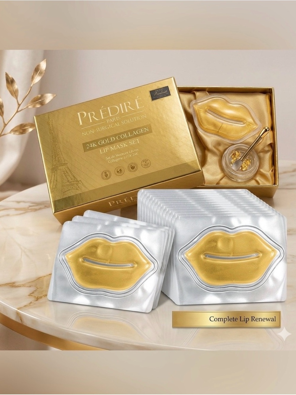 Predire 24k Gold Collagen Boosting 10 Piece Lip Mask Set ~ retail $399